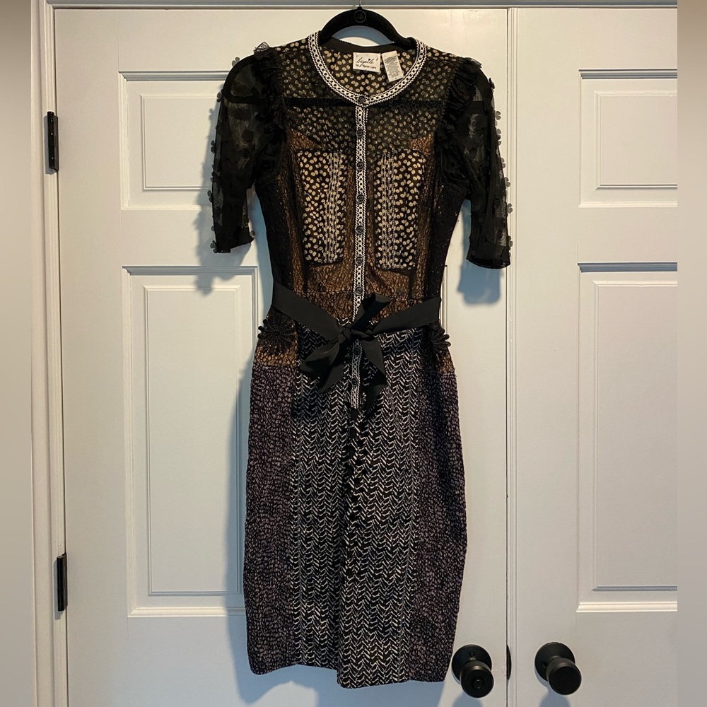 Anthropologie Black/Peach Lace Dress